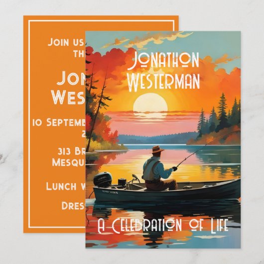 Invitation Belle pêche Fête de la vie (Devant / Derrière)