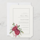 Invitation Belle Peonies Sage Vert Script Baptême (Devant)