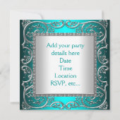 Invitation Belle photo bleu Turquoise Quinceanera (Dos)