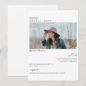 Invitation Belle photo de mariée moderne blanche Fête des mar (Devant / Derrière)