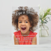 Invitation Belle photo fête d'anniversaire de l'enfant (Debout devant)
