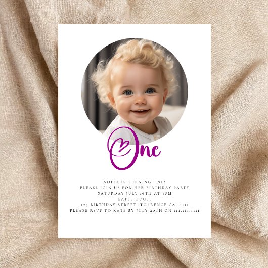 Invitation Belle photo fête de premier anniversaire