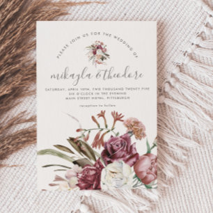 Invitation Belle photo florale de Boho Neutre