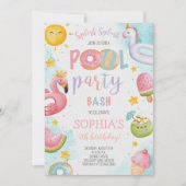 Invitation Belle Piscine Fête Anniversaire Bassin (Devant)