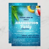 Invitation Belle Piscine Party, Baignade cadeau Graduation Bl (Devant / Derrière)