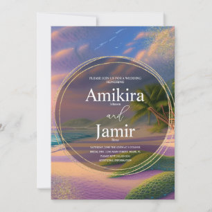 Invitation Belle plage Arrière - plan Parties scintillant Gol