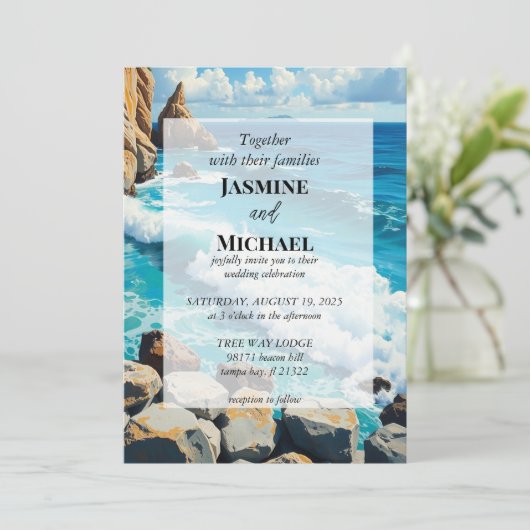 Invitation Belle Plage Bleue (Debout devant)