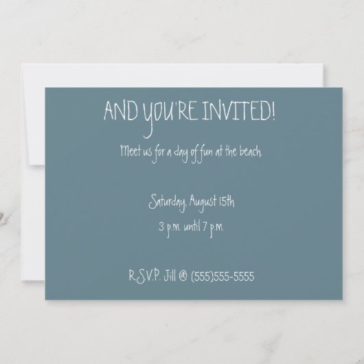 Invitation Belle plage Blue Rolling Waves (Dos)