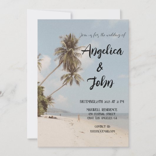 Invitation Belle plage de jour Mariage de vacances (Devant)
