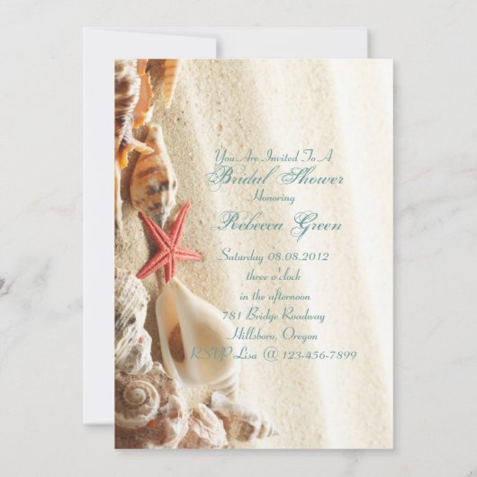 Invitation belle plage de sable de mer plage douche nuptiale (Dos)