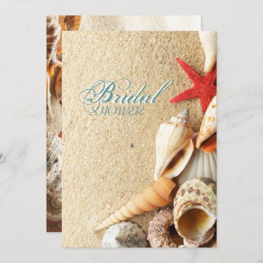 Invitation belle plage de sable de mer plage douche nuptiale (Devant / Derrière)
