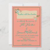 Invitation Belle plage rose et verte Mariage de plage (Devant)