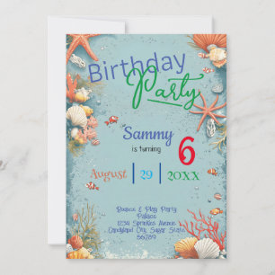 Invitation Belle plage, sous-marine, anniversaire de enfant d
