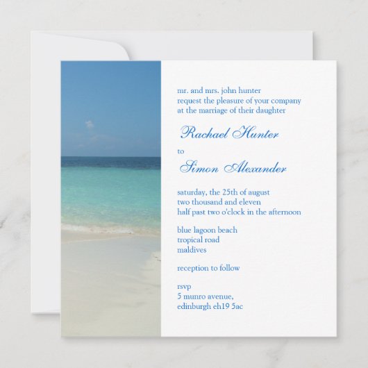 Invitation Belle Plage Tropicale Mariage (Devant)