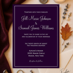 Invitation Belle Plum et Mariage d'argent