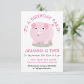 Invitation Belle poterie rose cochon ventré anniversaire pers (Debout devant)
