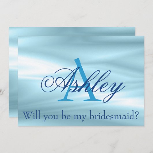 Invitation Belle proposition de servante Bleue Nom du monogra (Devant / Derrière)