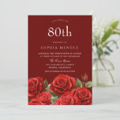 Invitation Belle Red Roses 80e fête d'anniversaire (Debout devant)
