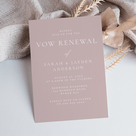 Invitation Belle rénovation de vœux moderne rose poussiéreuse