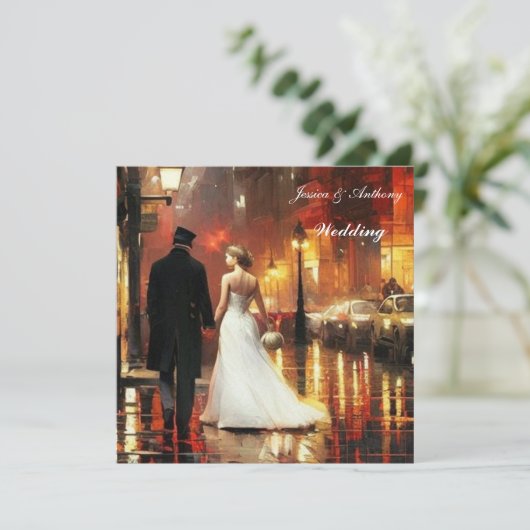 Invitation Belle robe blanche Mariage Tuxedo (Debout devant)