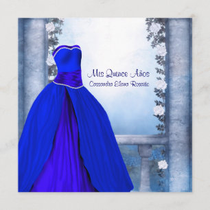 Invitation Belle robe de bal bleu marine royal pour Quinceane