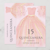 Invitation Belle robe de sirène rose pâle Quinceanera (Devant / Derrière)