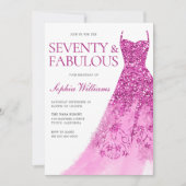 Invitation Belle robe étincelante 70e fête d'anniversaire (Devant)
