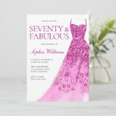Invitation Belle robe étincelante 70e fête d'anniversaire (Debout devant)