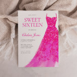 Invitation Belle robe rose Sweet sixteen 16 Partie<br><div class="desc">Belle Robe Rose Sweet sixteen 16 Invitation de fête Variations à l'invitation et articles correspondants dans notre magasin</div>
