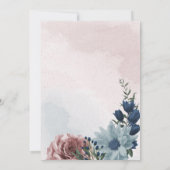 Invitation belle rose bleu vert fleuri mariage (Dos)