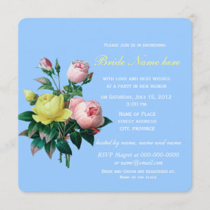 Invitation belle rose et jaune rose fleurs nuptiale