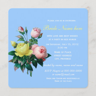 Invitation belle rose et jaune rose fleurs nuptiale