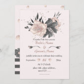 Invitation belle rose foncé rose foncé fleurs mariage (Devant / Derrière)