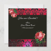 INVITATION BELLE ROSE FUCHSIA NOIR DAMAS MONOGRAMME (Dos)