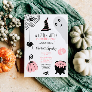 Invitation Belle rose Halloween illustrations baby shower fil
