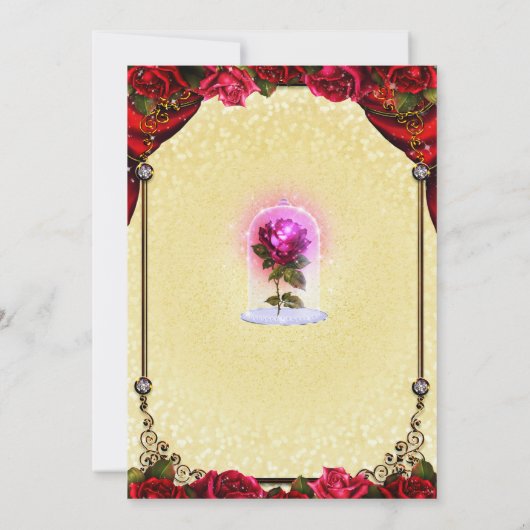 Invitation Belle Rose magique enchantée fête d'anniversaire (Dos)