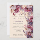 Invitation Belle rose & mauve Fleurs élégantes (Devant)