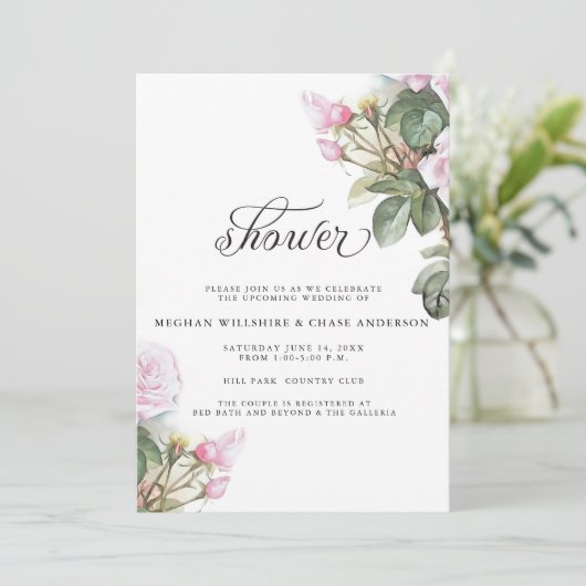 Invitation Belle rose peinte Roses BarefootBride™ (Debout devant)