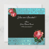 INVITATION BELLE ROSE PINK  MONOGRAMME DAMAS BLEU NOIR (Dos)