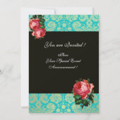 INVITATION BELLE ROSE PINK  MONOGRAMME DAMASSÉ BLEU NOIR (Dos)