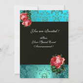 INVITATION BELLE ROSE PINK  MONOGRAMME DAMASSÉ BLEU NOIR (Dos)