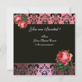 INVITATION BELLE ROSE PINK MONOGRAMME DAMASSÉ NOIR BLANC (Dos)