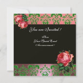 INVITATION BELLE ROSE PINK VERT NOIR DAMAS MONOGRAMME (Dos)
