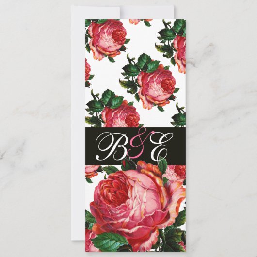 INVITATION BELLE ROSE ROSE AQUA BLEU TEINTÉ FLORAL MONOGRAMME (Devant)