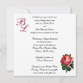INVITATION BELLE ROSE ROSE AQUA BLEU TEINTÉ FLORAL MONOGRAMME (Dos)