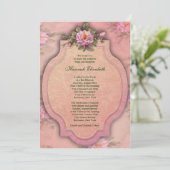 Invitation Belle rose rose bat mitzvah (Debout devant)