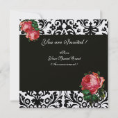INVITATION BELLE ROSE ROSE NOIR BLANC DAMAS MONOGRAMME (Dos)