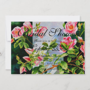 Invitation Belle rose rose rouge roses blanc aquarelle floral
