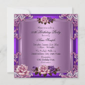 Invitation Belle rose violet Roses Élégante fête d'anniversai (Dos)