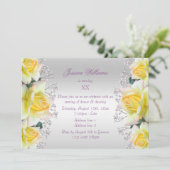 Invitation Belle Roses Jaunes Fleurs Anniversaire (Debout devant)